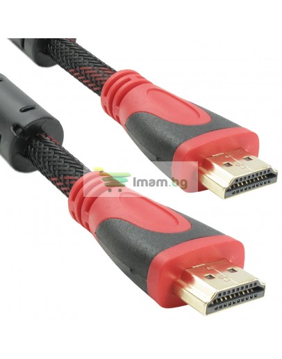 Кабел DeTech HDMI - HDMI M/М, 5m, С оплетка и ферит -18020