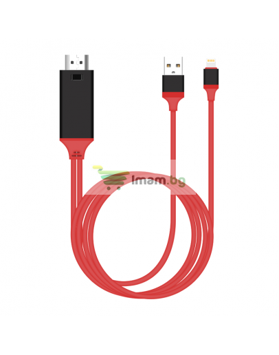 Кабел Earldom ET-W5,  Lightning MHL - HDMI + USB, 2.0m, Червен - 14931