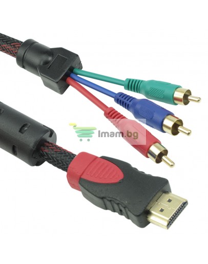 Кабел DeTech HDMI 3 RCA, 1.8m, HQ -18188