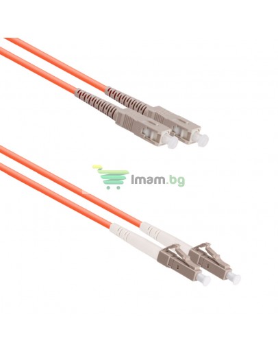 Оптичен пач кабел DeTech, SC-LC, UPC, Multimode, Duplex, 10м, Оранжев - 18340