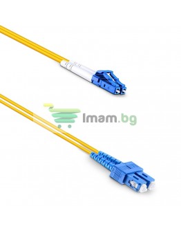 Оптичен пач кабел DeTech, SC-LC, UPC, Singlemode, Duplex, 10м, Жълт - 18329