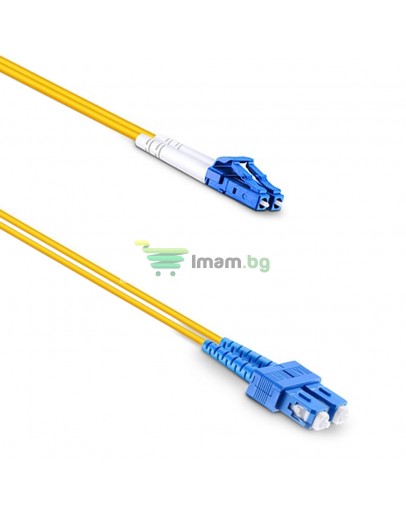Оптичен пач кабел DeTech, SC-LC, UPC, Singlemode, Duplex, 5.0м, Жълт - 18328