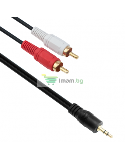 Аудио кабел DeTech 3.5 - 2RCA, 1.5м. high quality - 18116