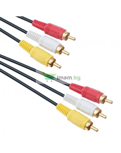 Кабел DeTech 3RCA - 3RCA, High Quality, 3m - 18119
