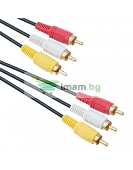 Кабел DeTech 3RCA - 3RCA, High Quality,10m - 18121