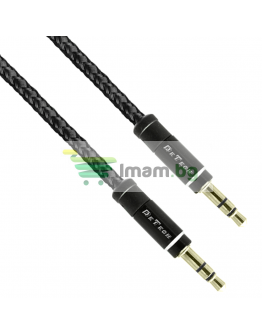 Аудио кабел DeTech DE-04AUX, 3.5mm жак, М/М, 1.0м, Черен - 40275