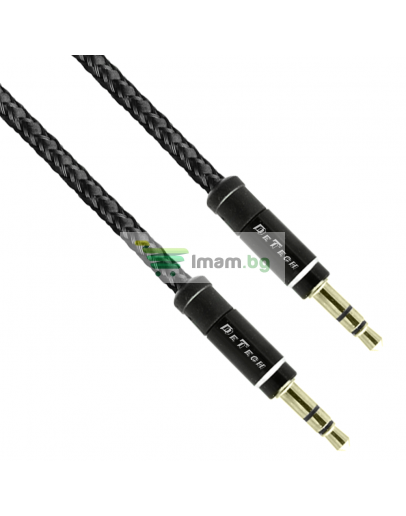 Аудио кабел DeTech DE-04AUX, 3.5mm жак, М/М, 1.0м, Черен - 40275