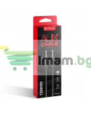 Аудио кабел DeTech DE-04AUX, 3.5mm жак, М/М, 1.0м, Черен - 40275