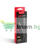 Аудио кабел DeTech DE-10AUX, 3.5mm жак, М/М, 1.0м, Черен - 40276