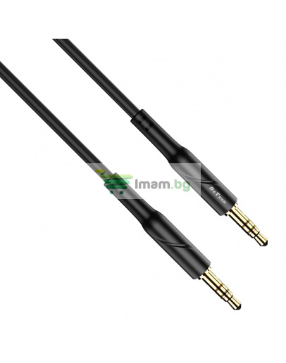Аудио кабел DeTech DE-11AUX, 3.5mm жак, М/М, 1.0м, Черен - 40277
