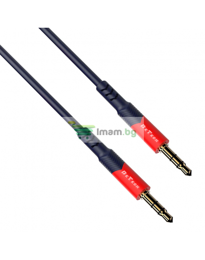 Аудио кабел DeTech DE-12AUX, 3.5mm жак, М/М, 1.0м, Черен - 40278