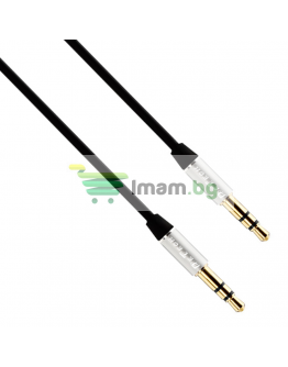 Аудио кабел DeTech DE-15AUX, 3.5mm жак, М/М, 1.0м, Черен - 40273