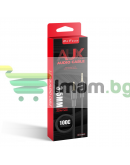 Аудио кабел DeTech DE-31AUX, 3.5mm жак, М/М, 1.0м, Черен - 40274