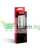 Аудио кабел DeTech DE-42CA, 3.5mm към Type-C, 1.0м, Черен - 40258