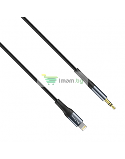 Аудио кабел DeTech DE-42iA, 3.5mm към Lightning, 1.0м, Черен - 40257