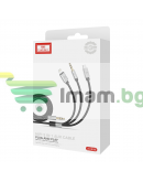 Аудио кабел Earldom ET-AUX09, 3.5mm към Lightning, Type-C, 3.5mm, 3в1, 1.2м, Черен - 40219
