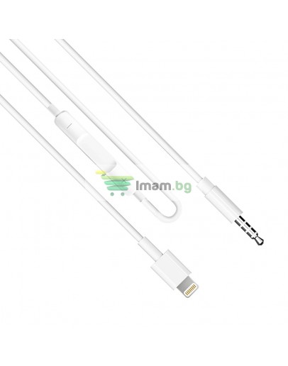Аудио кабел Earldom ET-AUX42, 3.5mm към Lightning, 1.0м, Бял - 40174