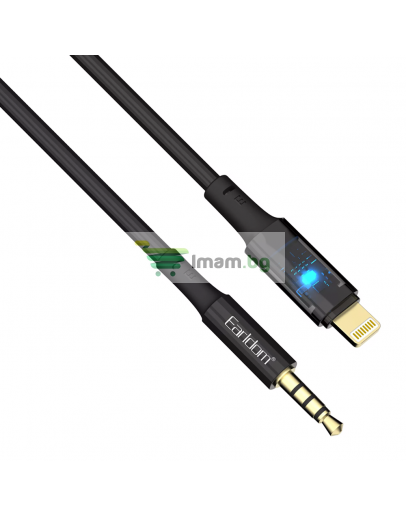 Аудио кабел Earldom ET-AUX52, 3.5mm към  Lightning, 1.0м, Черен - 40220