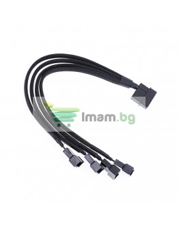 Кабел No brand, Y-Сплитер, За вентилатори, MOLEX към 4x4PIN, 0.3m, Черен - 18322