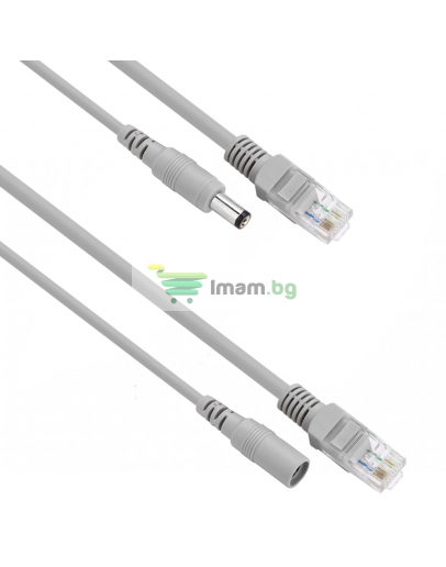 Кабел DeTech, CCTV, RJ45+DC, 30m, Сив - 18378