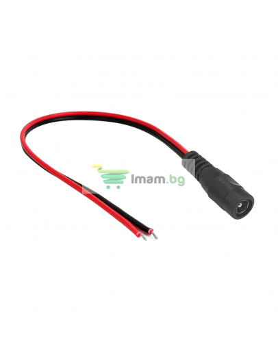 DC кабел DeTech, 5.5x2.1 F, 0.3m, Черен - 18368