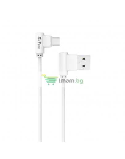 Кабел за данни DeTech DE-21M, Micro USB, 1.0m, Бял - 14129