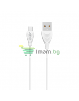 Кабел за данни DeTech DE-24M, Micro USB, 1.0m, Бял - 14126