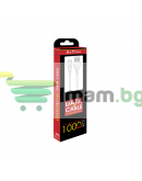 Кабел за данни DeTech DE-24M, Micro USB, 1.0m, Бял - 14126