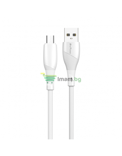 Кабел за данни DeTech DE-44M3, Micro USB, 3.0m, Бял - 40270
