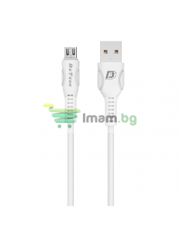 Кабел за данни DeTech DE-C27M, Micro USB, 1.0m, Бял - 40109