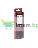 Кабел за данни DeTech DE-C35M, Micro USB, 1.0m, Бял - 40188