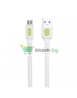 Кабел за данни DeTech DE-C36M, Micro USB, 1.0m, Бял - 40191