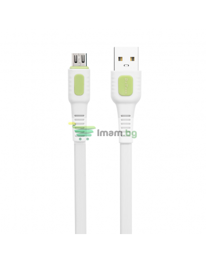 Кабел за данни DeTech DE-C36M, Micro USB, 1.0m, Бял - 40191