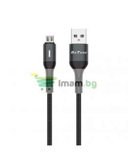 Кабел за данни DeTech DE-C38M, Micro USB, 1.0m, Черен - 40197