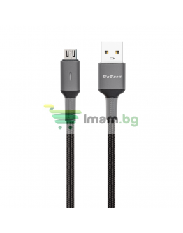 Кабел за данни DeTech DE-C39M, Micro USB, 1.0m, Черен - 40200