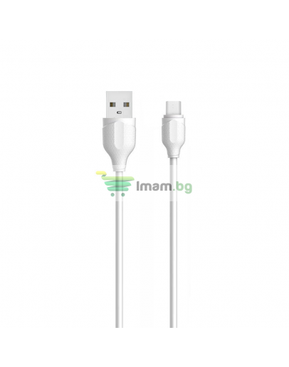Кабел за данни LDNIO LS372, Micro USB, 2.0m, Бял - 40073