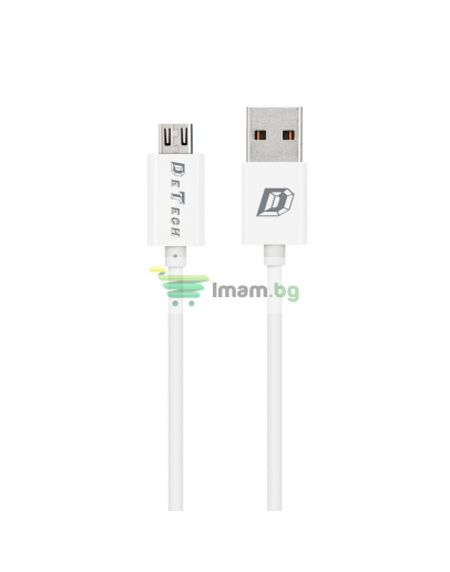 Кабели за данни DeTech, 10бр. Micro USB, 1.0m, Бял - 14143