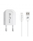 Мрежово зарядно устройство, DeTech, DE-11C, 5V/1A, 220V,1 x USB, С Type-C кабел, 1.0m, Бял - 14117
