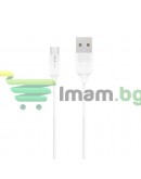 Мрежово зарядно устройство DeTech DE-09M, 5V/2.4A, 220V,2 x USB, С Micro USB кабел, 1.0m, Бял - 14140