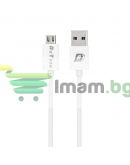 Мрежово зарядно устройство DeTech DE-28M, 5V/2.4A, 220V,1 x USB, С Micro USB кабел, 1.0m, Бял - 14133
