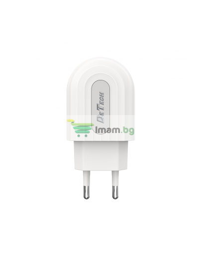 Мрежово зарядно устройство DeTech, DE-28, 5V/2.4A 220V, 1 x USB, Бял - 14132