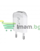 Мрежово зарядно устройство, DeTech, DE-11M, 5V/1A, 220V,1 x USB, С Micro USB кабел, 1.0m, Бял - 14115