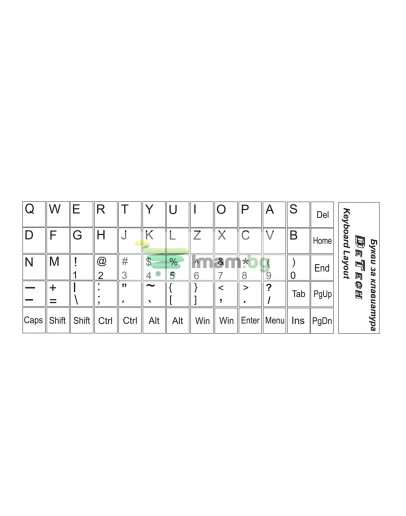 Букви за клавиатура, DeTech, Латиница, Бял  - 17045