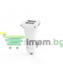 Зарядно устройство за кола DeTech, DE-C01M, 5V/2.4A, 12/24V, С Micro USB кабел, 2 x USB, Бял - 14124