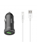 Зарядно устройство за кола Yookie PC2, Quick Charge 3.0, 1xUSB, С Type-C кабел, Различни цветове - 40139