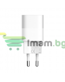 Мрежово зарядно устройство LDNIO A2318C, 20W, 1 x Type-C F, 1 x USB F, PD, QC, С Type-C кабел, Бял - 40291