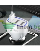 Зарядно устройство за кола Earldom ES-CC13, 3xUSB, QC3.0, С Micro USB кабел, Бял - 40252