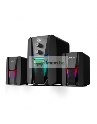 Тонколони Aula N-189, 2x3W, USB, RGB, Черен - 22182
