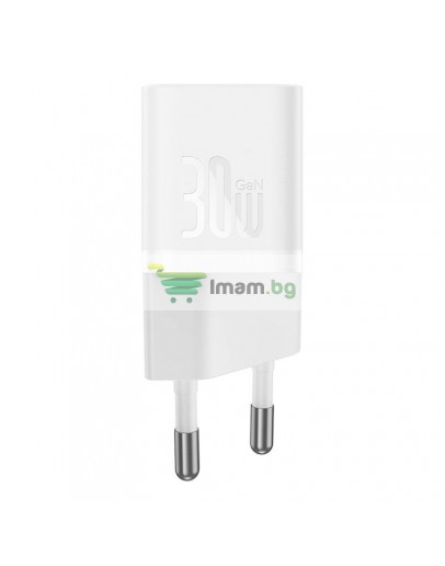 Мрежово зарядно устройство Baseus GaN5S Fast Charger 1C, 30W, 1 x Type-C F, Бял - 40409