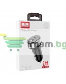 Зарядно устройство за кола Earldom ES-CC14, 1xUSB, 1xType-C, С Lightning кабел, Черен - 40242